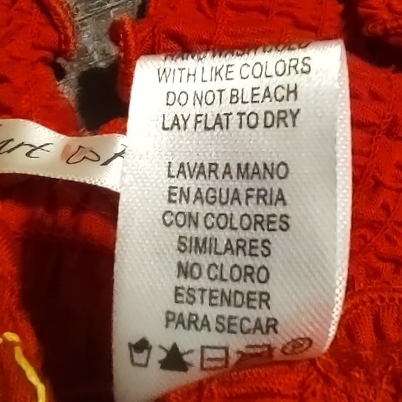 Heart Hips Red Smocked Crop Tank Top with multi color stitching - Picture 7 of 7